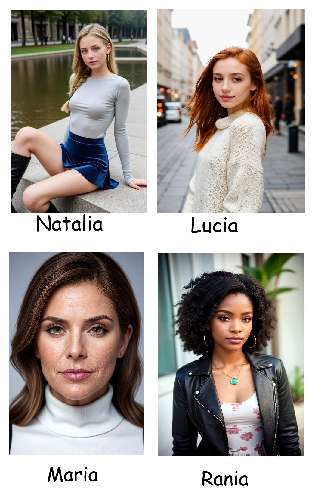 A variety of AI girlfriend styles and appearances.